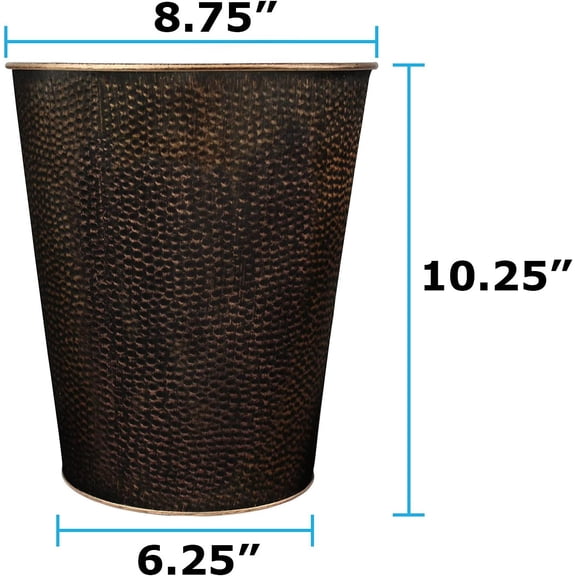 1.6Gal/6L Bronze Stainless Steel Wastebasket Trash Can for Bedroom Bathroom Office Kitchen