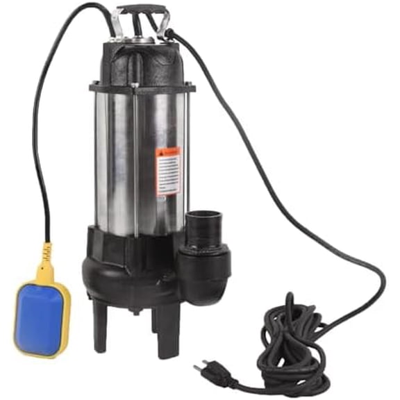 1.6HP Sewage Pump 110V,1.1KW,105.67gpm Effluent Pump, Automatic Tethered Float Switch,Stainless Steel Sump Pump for Sump Basin, Basement, Residential Sewage with 23ft Cable,2'' NPT Discharge