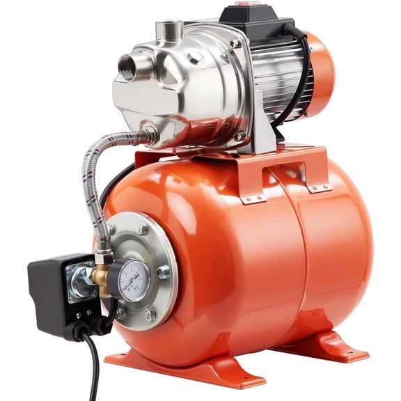 1.6HP Shallow Well Pump with Pressure Tank, 115V Irrigation Pump, Stainless Steel Automatic Water Booster Jet Pump for Home, Garden