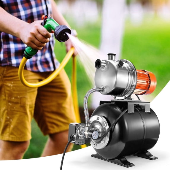 1.6HP Shallow Well Pump with Pressure Tank, 1320GPH Booster Pump for Home Irrigation, Lawn & Garden Watering, High Flow, Automatic On/Off