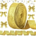 thumbnail image 1 of 1.6IN Christmas Ribbon,Christmas Gold Metallic Edge Ribbon,20 Yards Fashion Glitter Gold Gift Wrapping Ribbon for Wreath,Craft Bow,Gift Wrapping,Christmas Decor, 1 of 6