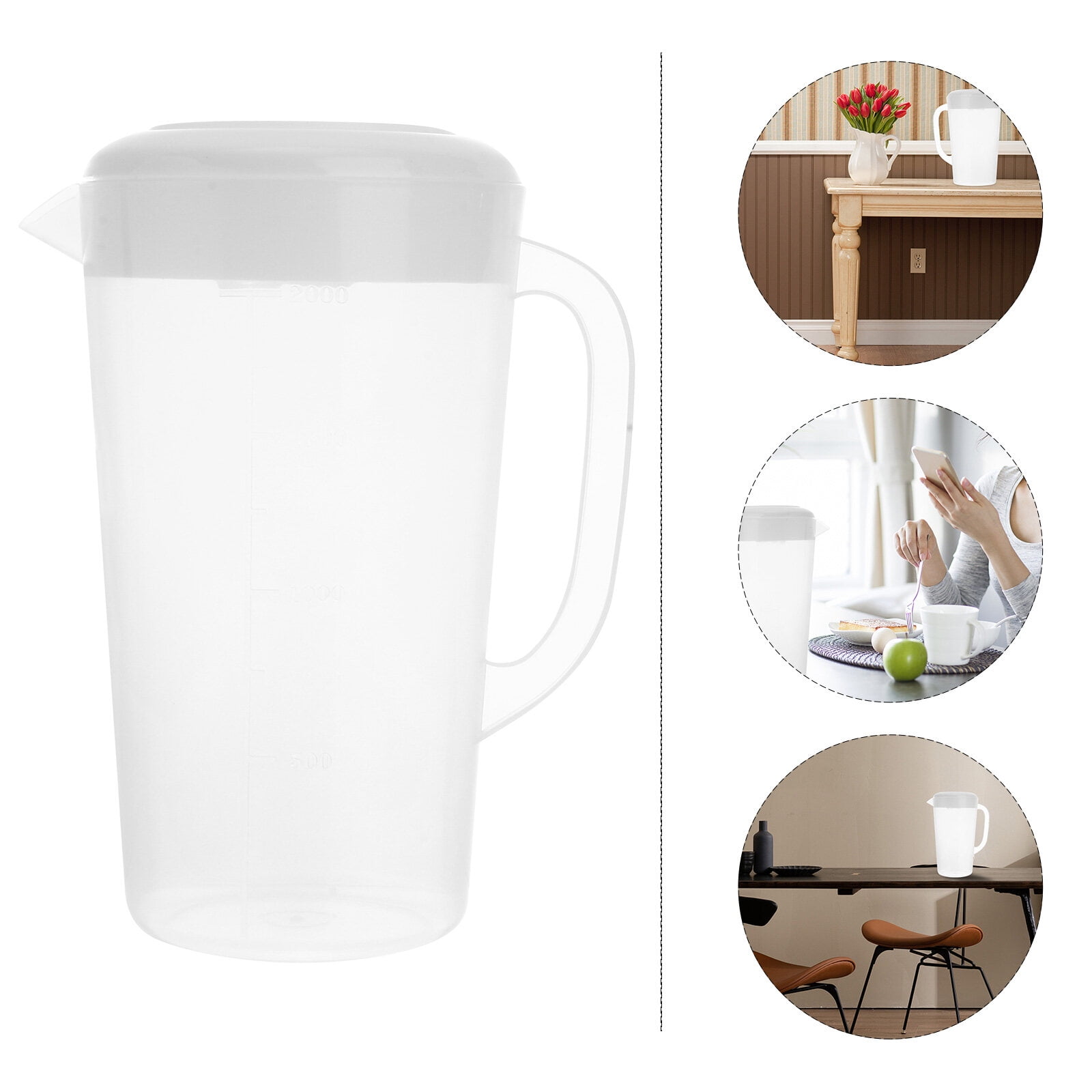 1.6L Plastic Water Pitcher with Lid, Water Carafe Jug Juice Pitcher Ice Tea Pitchers Lemonade