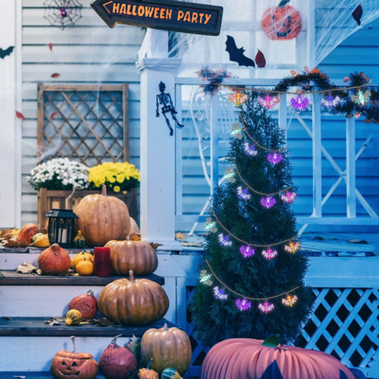 1.6M Halloween Bats String Lights Battery And Solar Powered String