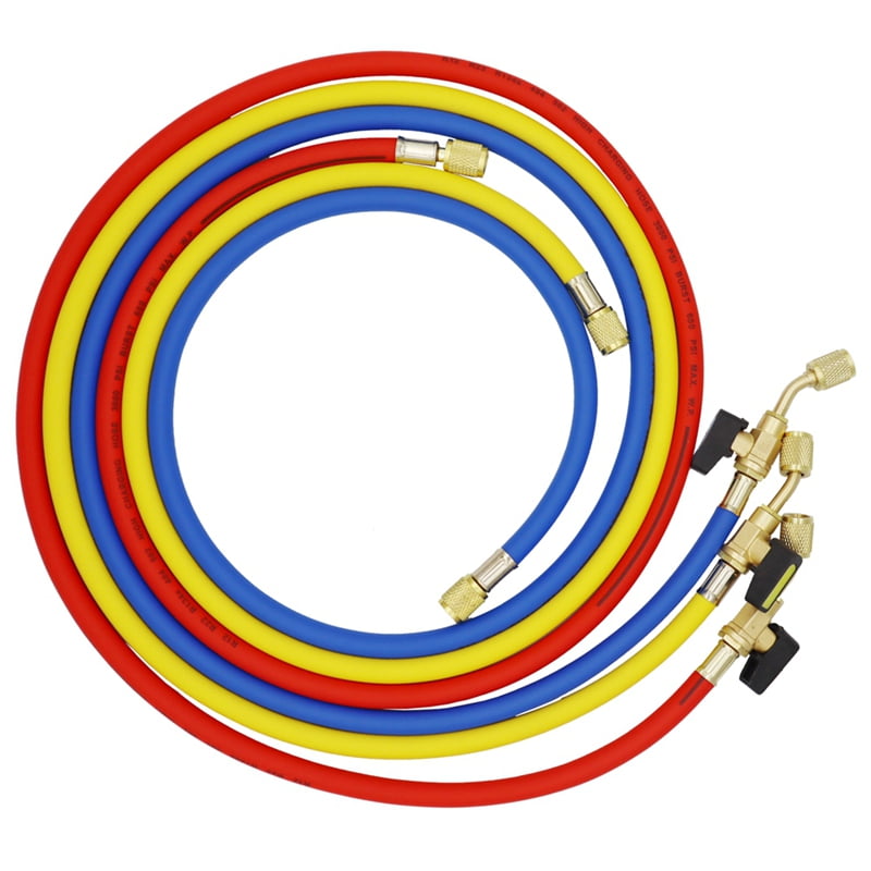 1.6M Refrigerant A/C Charging Hoses with Ball Valves HVAC 1/4In SAE Fit for R134A R12 Coolant Adding and Air Condition