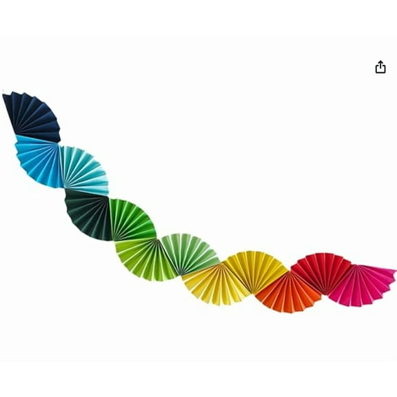 1.6Meters Rainbow Paper Fan Hanging Garland Banners Backdrops for Birthday Wedding Anniversary Holiday Family Gatherings Graduation Party Classroom Wall Decorations