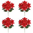 thumbnail image 1 of 1-6PC Artificial Poinsettia Christmas Flowers Silk Poinsettia Bouquets with Stems Holiday Decor Red Gold Silver for Xmas Tree Ornaments Vase Floral Arrangement Home Porch Winter Spring, 1 of 4