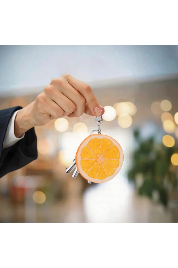 1/6PC Mini Simulation Lemon Keychain Decoration, Portable Fruit Hanging Keychain Ornament, 3D Adorable Fruit Keychain Decor, Car Rear Mirror Hanging Pendant, Novelty Fruit Keychain for Backpack Gifts