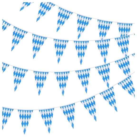 1-6PC Oktoberfest Bavarian Pennant Banner Plastic Flag Bunting 197 Inch German Theme Party Decorations for Beer Festival Tent Outdoor Indoor Supplies
