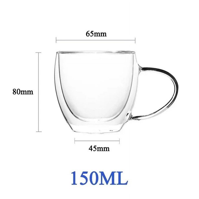 16PCS 80450ML Heat Resistant Double Wall Tea Glass Cup Beer Coffee