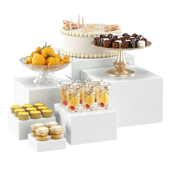 1/6Pcs Food Display Riser Cake Display Stand High Durability Multipurpose Cube Boxes Display Nesting Risers with Hollow Bottoms