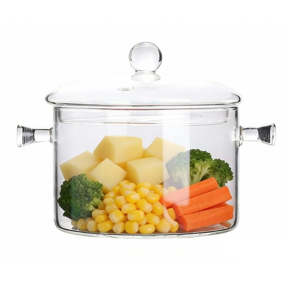 1.6QT(54oz) Heat-Resistant Glass Saucepan with Lid, Borosilicate Glass Pot for Stovetop Simmering, Boiling Soup, Milk & Tea