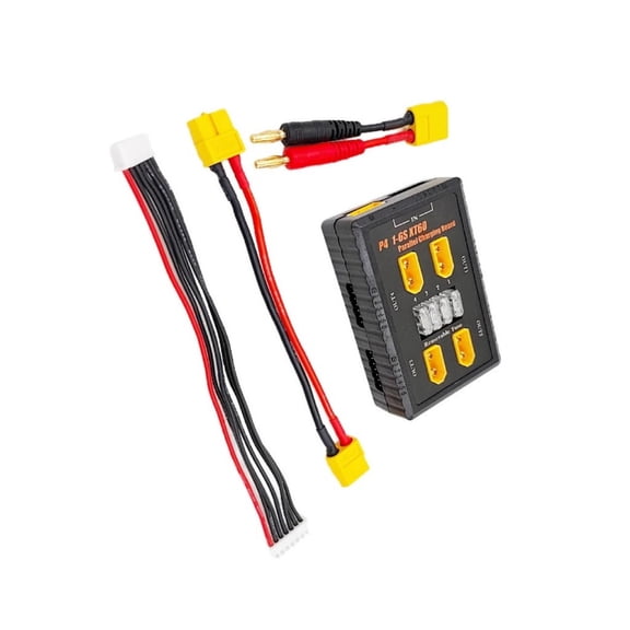 1-6S Battery Charging Board with 1-6S Plug Parallel Charging Board 20A Input 4 Channel Output