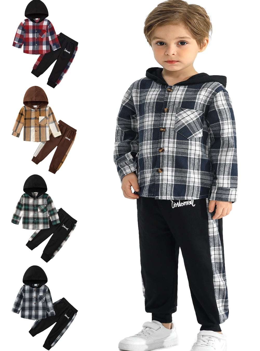 16T Infant Toddler Baby Boy Fall Winter Sets Kids Long Sleeve Hooded