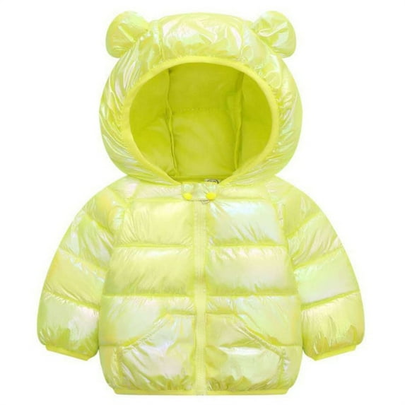 1-6T Kids Baby Boys Girls Dazzle Colorful Winter Coats Hoods Light Puffer Down Jacket with Ears Outwear
