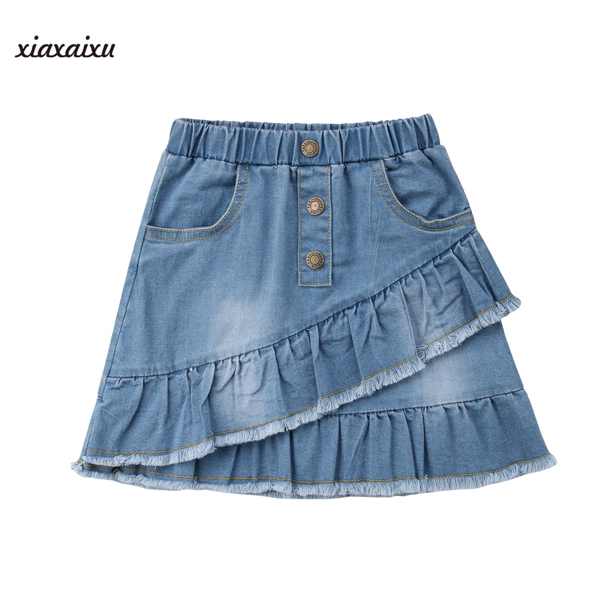 Knee length jean skirts youth online