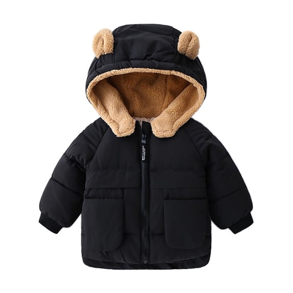 1-6T Kids Baby Girls Boys Winter Warm Thicken Hooded Fleece Jackets Toddler Lined Down Coat Outerwear
