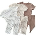 thumbnail image 1 of 1-6T Kids Baby Girls Soft Comfy Capri Sleepwear Short Sleeve Tops with Capri Pants Two-Piece Pjs Lounge Sets, 1 of 8