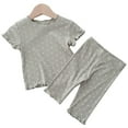 thumbnail image 1 of 1-6T Kids Baby Girls Soft Comfy Capri Sleepwear Short Sleeve Tops with Capri Pants Two-Piece Pjs Lounge Sets, 1 of 5