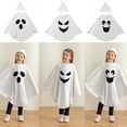 thumbnail image 1 of 1-6T Toddler Girls Boys Halloween Ghost Face Cloak, Esho Kids Halloween White Cape with Hat Outfits, 1 of 8