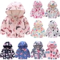 thumbnail image 1 of 1-6T Toddler Girls Cartoon Zip Jacket Hooded Trench Lightweight Kids Outdoor Dust Windbreaker Coats, 1 of 4