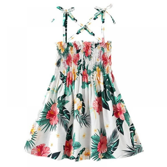 1-6T Toddler Kids Girls Summer Dress Sling Casual Dress Pattern Girls Party Dress Sleeveless