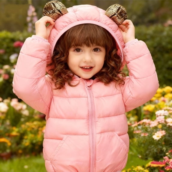 1-6Y Toddler Boys Girls Winter Warm Hooded Puffer Coat Jacket Kids Casual Zipper Thickened Snow Clothes Overcoat Outerwear With Pockets