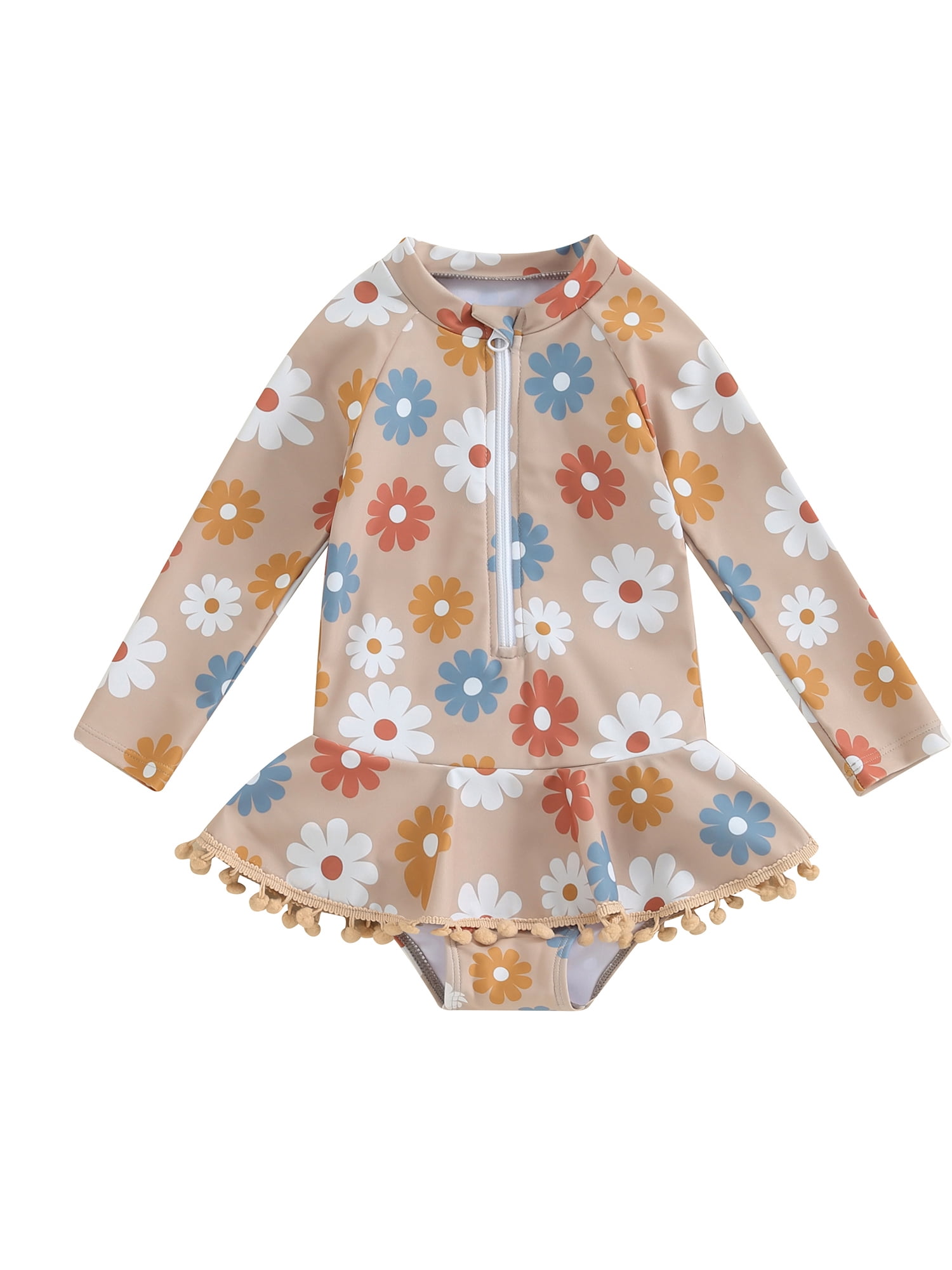 16Years Toddler Girl Rash Guard One Piece Swimsuit Cute Floral Print