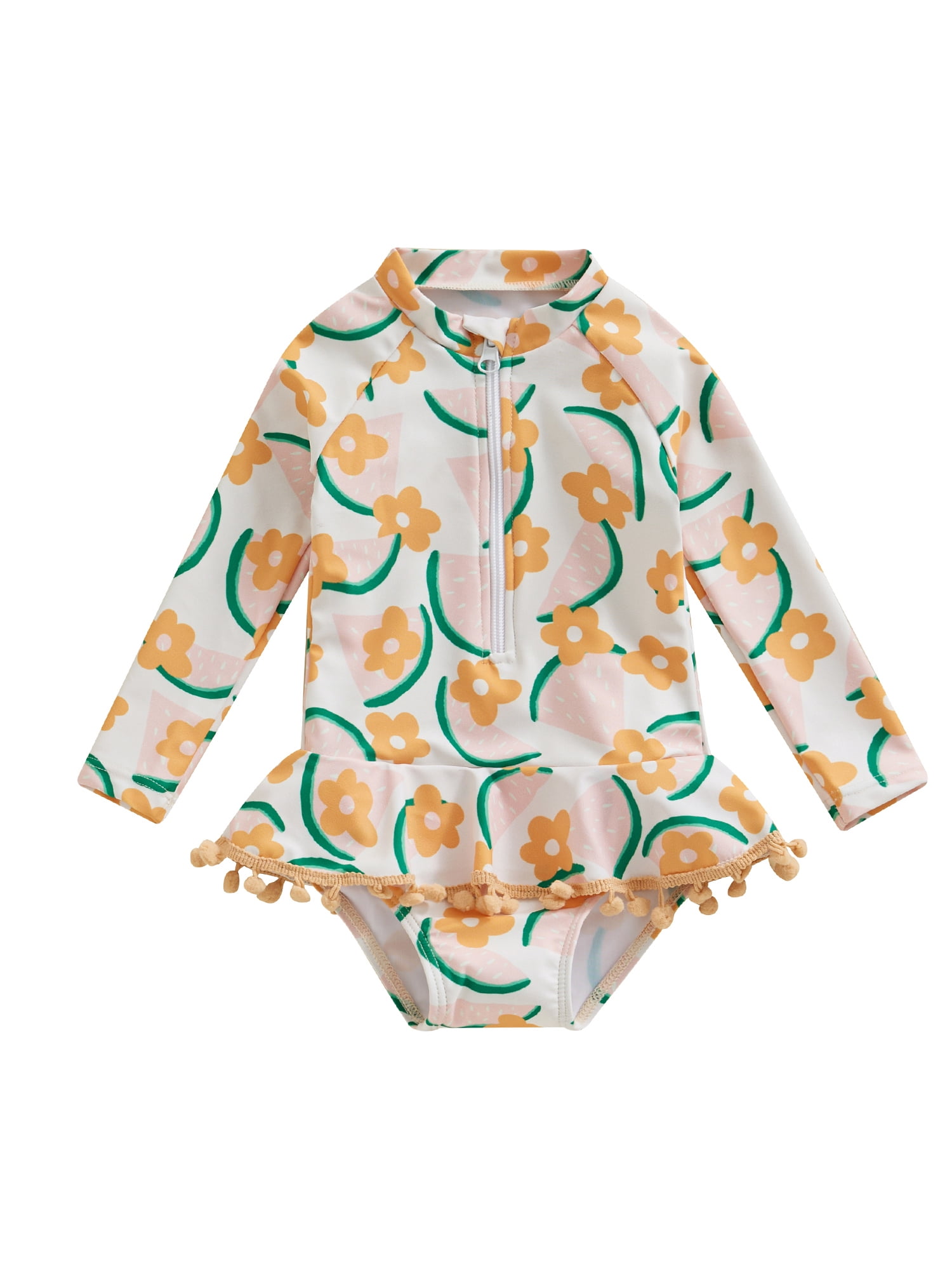 16Years Toddler Girl Rash Guard One Piece Swimsuit Cute Floral Print