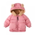 thumbnail image 1 of 1-6Years Toddler Girls Boys Heavyweight Fleece Ears Hat Hooded Puffer Jacket, 1 of 5