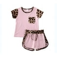 thumbnail image 1 of 1-6Years Toddler Kids Baby Girl Casual sportswear Leopard Outfits Tops Shirt  Short Pants, 1 of 8