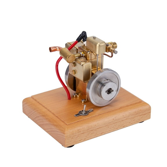 1.6cc Mini 4 Stroke Gaoline Engine Model, Water Cooled Cooling System with Wooden Base Platform, Precision Metal Build for Collectors & STEM Education