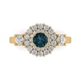 thumbnail image 1 of 1.6ct Round Cut Blue Natural London Blue Topaz 18k Yellow Gold Engraving Statement Bridal Wedding Halo Designer Ring Size 11, 1 of 5