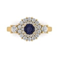 thumbnail image 1 of 1.6ct Round Cut Blue Sapphire 18k Yellow Gold Engraving Statement Bridal Wedding Halo Designer Ring Size 3.5, 1 of 5