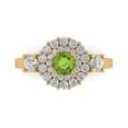 thumbnail image 1 of 1.6ct Round Cut Green Natural Peridot 18k Yellow Gold Engraving Statement Bridal Wedding Halo Designer Ring Size 6, 1 of 5
