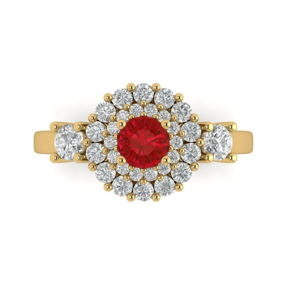 Clara Pucci 14K Yellow Gold 1.4ct Tourmaline Halo Ring for Women