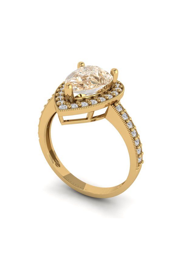 1.6ct Round Cut Red Ruby 18k Yellow Gold Engraving Statement Bridal Wedding Halo Designer Ring Size 9.25