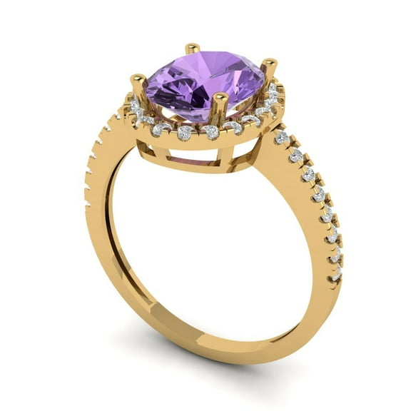 1.6ct Round Cut Yellow Moissanite 14k Yellow Gold Engraving Statement Bridal Wedding Halo Designer Ring Size 7.25