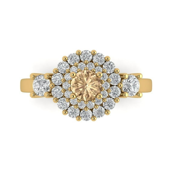 Clara Pucci 14K Yellow Gold 1.4ct YellowMoissanite Halo Ring for Women