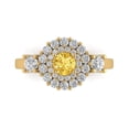 thumbnail image 1 of 1.6ct Round Cut Yellow Natural Citrine 18k Yellow Gold Engraving Statement Bridal Wedding Halo Designer Ring Size 7, 1 of 5