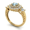 thumbnail image 1 of 1.6ct round cut blue Zircon 18k yellow gold halo Bridal Wedding Engagement Promise Anniversary Ring for Women size 9.75, 1 of 7