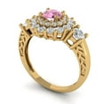 thumbnail image 1 of 1.6ct round cut pink Zircon 18k yellow gold halo Bridal Wedding Engagement Promise Anniversary Ring for Women size 5, 1 of 7