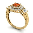 thumbnail image 1 of 1.6ct round cut red Zircon 14k yellow gold halo Bridal Wedding Engagement Promise Anniversary Ring for Women size 8.25, 1 of 7
