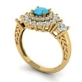 thumbnail image 1 of 1.6ct round cut turquoise 14k yellow gold halo Bridal Wedding Engagement Promise Anniversary Ring for Women size 10.75, 1 of 7