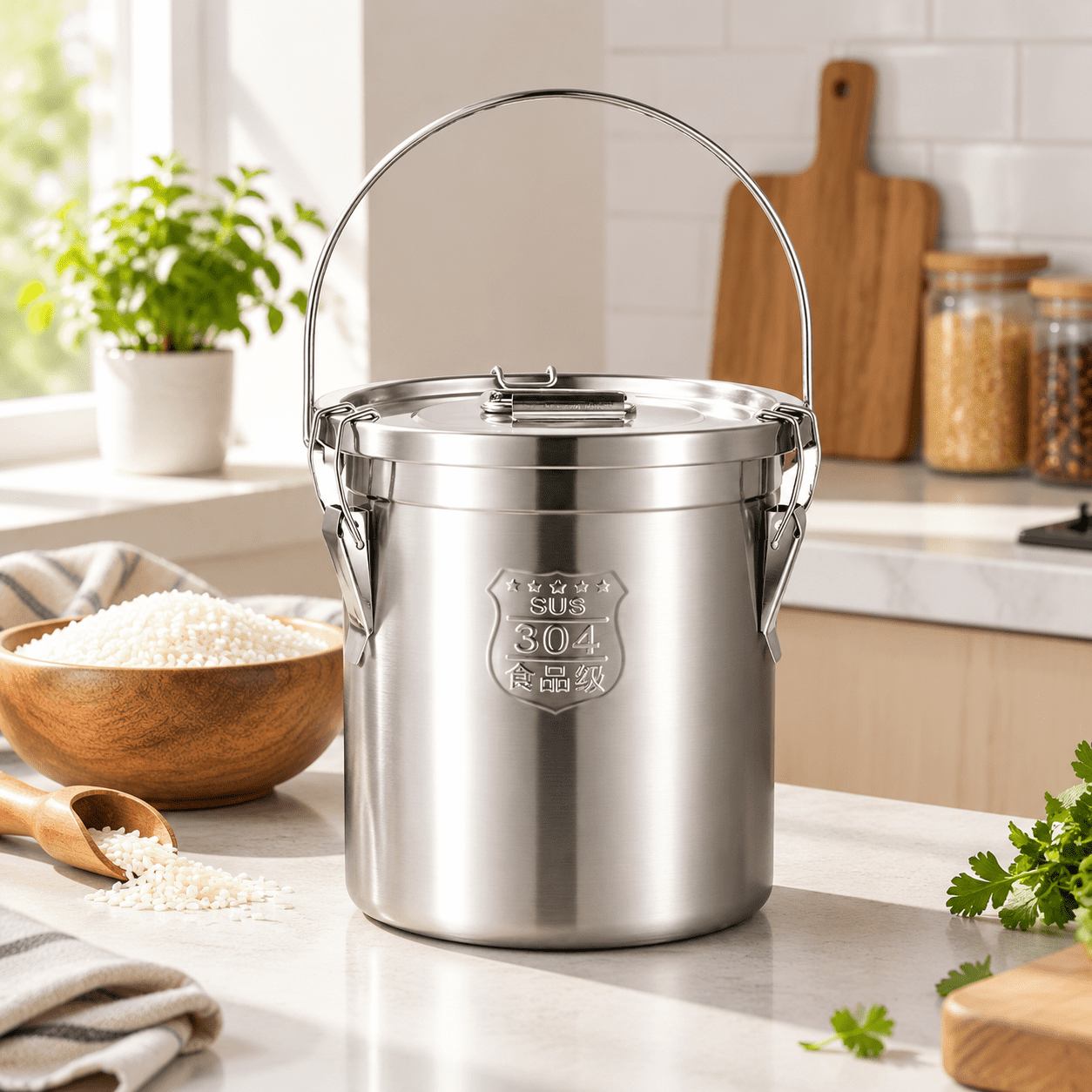 1.6gal Small 304 Stainless Steel Containers With Lid 202oz Airtight ...