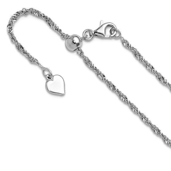 1.6mm 925 Sterling Silver Polished Lobster Claw Closure Adjustable Singapore Chian 22 Inch Pendant Necklace for Women