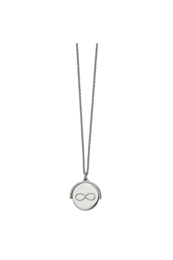 1.6mm Stainless Steel Polished Infinity Symbol Moveable Pendant a Cable Chain With A 1.25 Inch Extension Necklace 16.5 I