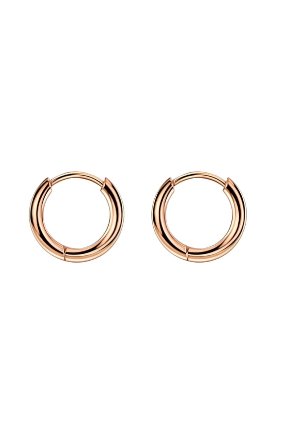 1.6mm Surgical Steel Hoop Earrings for Women 8mm Hinged Huggie Hoop Small Hoop Earrings Rose Gold Plated
