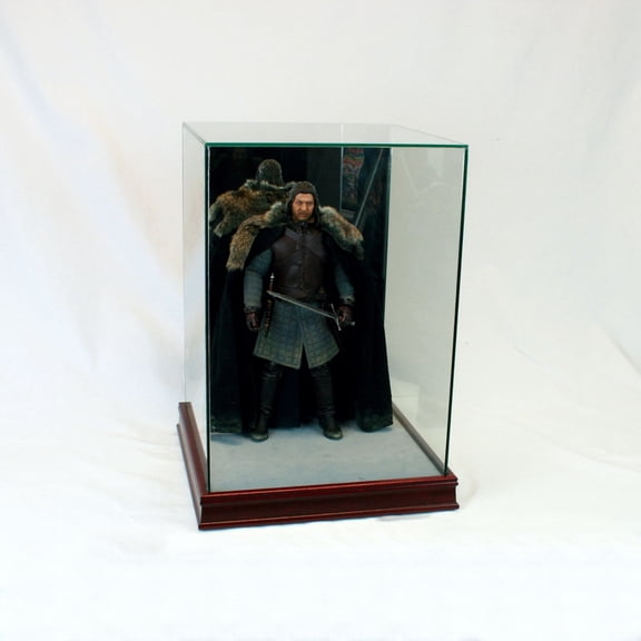 1/6th Scale Figurine Display Case - Comic Figurine - Crystal Clear Glass Protection - Cherry Moulding
