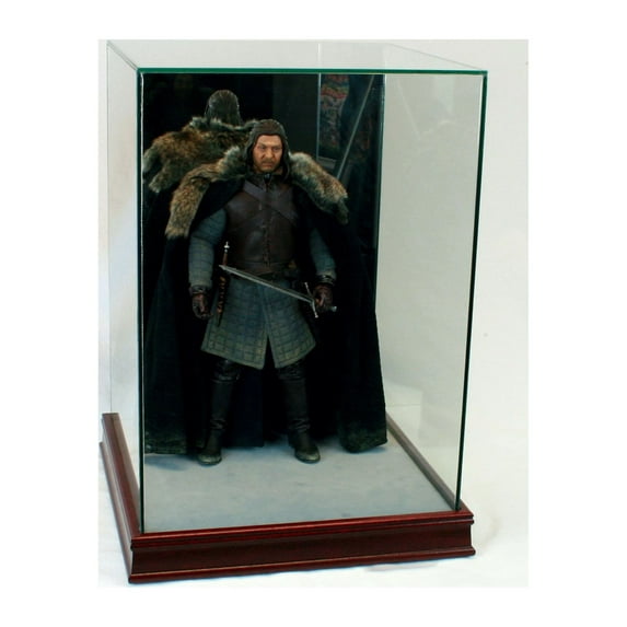 1/6th Scale Figurine Display Case - Comic Figurine - Crystal Clear Glass Protection - Cherry Moulding