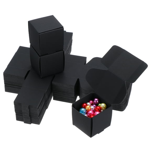 1.6x1.6x1.6" Small Gift Boxes Bulk with Lid, 100 Pack Mini Square Cardboard Paper Present Box for Jewelry, Candy, Black